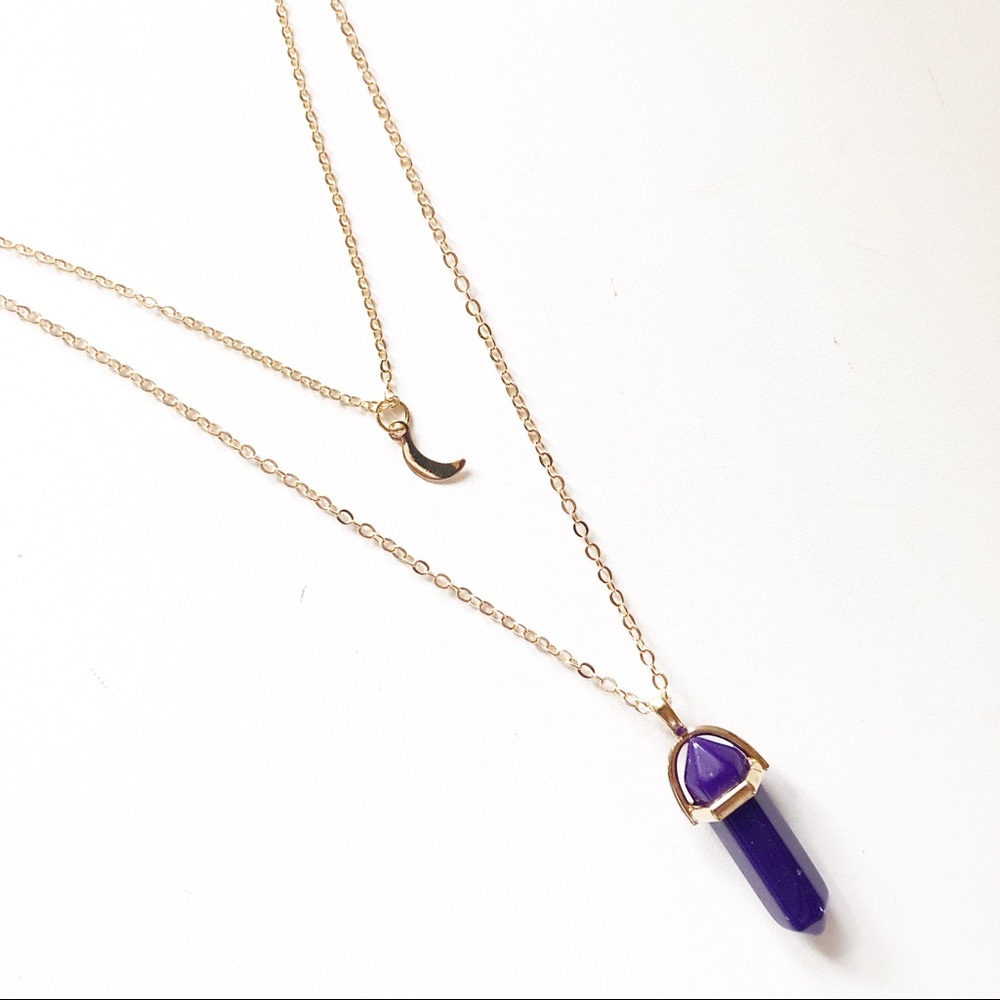 Gold Layered Moon Necklace 🌙 Purple 2 for 20